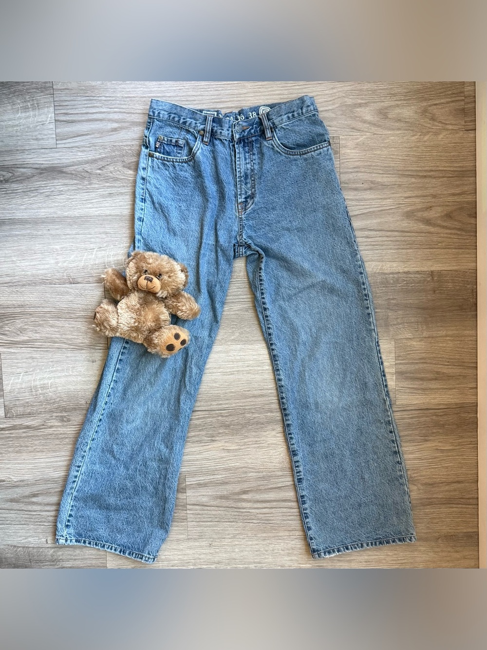 Reworked Y2K R2 Teddy Bear Relaxed Jeans 30x32